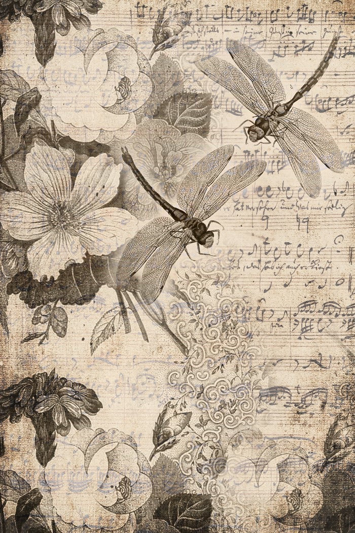 Roycycled Decoupage Paper - Musical Dragon Flies